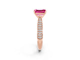 Rose gold Emerald Cut Diamond Solitaire Engagement Ring with Pavé Band and Four-Prong Setting_2