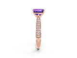 Rose gold Emerald Cut Diamond Solitaire Engagement Ring with Pavé Band and Four-Prong Setting_2