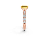 Rose gold Emerald Cut Diamond Solitaire Engagement Ring with Pavé Band and Four-Prong Setting_2
