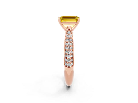 Rose gold Emerald Cut Diamond Solitaire Engagement Ring with Pavé Band and Four-Prong Setting_2