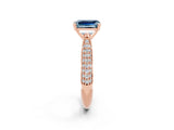 Rose gold Emerald Cut Diamond Solitaire Engagement Ring with Pavé Band and Four-Prong Setting_2
