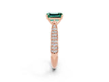Rose gold Emerald Cut Diamond Solitaire Engagement Ring with Pavé Band and Four-Prong Setting_2