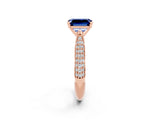 Rose gold Emerald Cut Diamond Solitaire Engagement Ring with Pavé Band and Four-Prong Setting_2