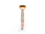 Rose gold Emerald Cut Diamond Solitaire Engagement Ring with Pavé Band and Four-Prong Setting_2