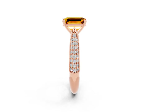 Rose gold Emerald Cut Diamond Solitaire Engagement Ring with Pavé Band and Four-Prong Setting_2