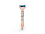 Rose gold Emerald Cut Diamond Solitaire Engagement Ring with Pavé Band and Four-Prong Setting_2