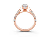 Rose gold Emerald Cut Diamond Solitaire Engagement Ring with Pavé Band and Four-Prong Setting_3
