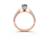 Rose gold Emerald Cut Diamond Solitaire Engagement Ring with Pavé Band and Four-Prong Setting_3