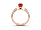 Rose gold Emerald Cut Diamond Solitaire Engagement Ring with Pavé Band and Four-Prong Setting_3