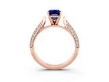 Rose gold Emerald Cut Diamond Solitaire Engagement Ring with Pavé Band and Four-Prong Setting_3