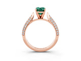 Rose gold Emerald Cut Diamond Solitaire Engagement Ring with Pavé Band and Four-Prong Setting_3