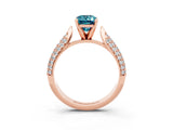 Rose gold Emerald Cut Diamond Solitaire Engagement Ring with Pavé Band and Four-Prong Setting_3