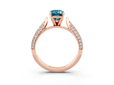 Rose gold Emerald Cut Diamond Solitaire Engagement Ring with Pavé Band and Four-Prong Setting_3