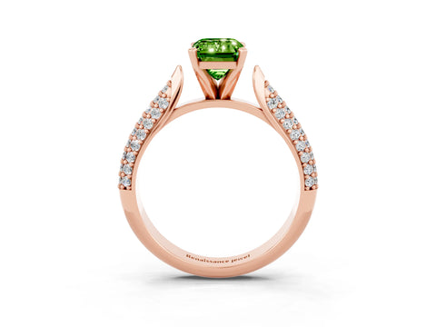 Rose gold Emerald Cut Diamond Solitaire Engagement Ring with Pavé Band and Four-Prong Setting_3