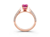 Rose gold Emerald Cut Diamond Solitaire Engagement Ring with Pavé Band and Four-Prong Setting_3