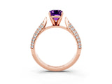 Rose gold Emerald Cut Diamond Solitaire Engagement Ring with Pavé Band and Four-Prong Setting_3