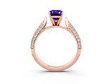 Rose gold Emerald Cut Diamond Solitaire Engagement Ring with Pavé Band and Four-Prong Setting_3