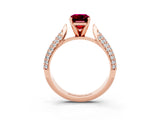 Rose gold Emerald Cut Diamond Solitaire Engagement Ring with Pavé Band and Four-Prong Setting_3