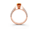 Rose gold Emerald Cut Diamond Solitaire Engagement Ring with Pavé Band and Four-Prong Setting_3