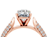 Rose gold Emerald Cut Diamond Solitaire Engagement Ring with Pavé Band and Four-Prong Setting_4