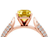 Rose gold Emerald Cut Diamond Solitaire Engagement Ring with Pavé Band and Four-Prong Setting_4