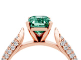 Rose gold Emerald Cut Diamond Solitaire Engagement Ring with Pavé Band and Four-Prong Setting_4