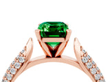 Rose gold Emerald Cut Diamond Solitaire Engagement Ring with Pavé Band and Four-Prong Setting_4