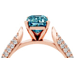 Rose gold Emerald Cut Diamond Solitaire Engagement Ring with Pavé Band and Four-Prong Setting_4
