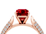 Rose gold Emerald Cut Diamond Solitaire Engagement Ring with Pavé Band and Four-Prong Setting_4