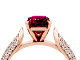 Rose gold Emerald Cut Diamond Solitaire Engagement Ring with Pavé Band and Four-Prong Setting_4
