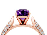 Rose gold Emerald Cut Diamond Solitaire Engagement Ring with Pavé Band and Four-Prong Setting_4