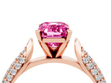 Rose gold Emerald Cut Diamond Solitaire Engagement Ring with Pavé Band and Four-Prong Setting_4