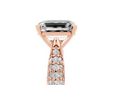 Rose gold Emerald Cut Diamond Solitaire Engagement Ring with Pavé Band and Four-Prong Setting_5