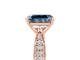 Rose gold Emerald Cut Diamond Solitaire Engagement Ring with Pavé Band and Four-Prong Setting_5
