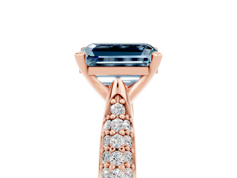 Rose gold Emerald Cut Diamond Solitaire Engagement Ring with Pavé Band and Four-Prong Setting_5