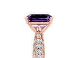 Rose gold Emerald Cut Diamond Solitaire Engagement Ring with Pavé Band and Four-Prong Setting_5