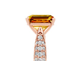 Rose gold Emerald Cut Diamond Solitaire Engagement Ring with Pavé Band and Four-Prong Setting_5
