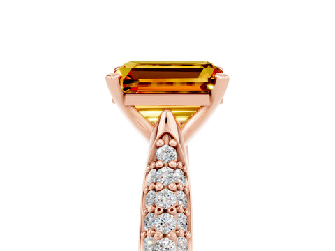 Rose gold Emerald Cut Diamond Solitaire Engagement Ring with Pavé Band and Four-Prong Setting_5