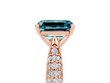 Rose gold Emerald Cut Diamond Solitaire Engagement Ring with Pavé Band and Four-Prong Setting_5