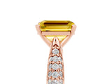 Rose gold Emerald Cut Diamond Solitaire Engagement Ring with Pavé Band and Four-Prong Setting_5