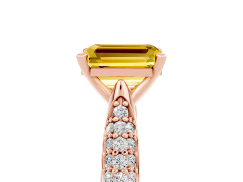 Rose gold Emerald Cut Diamond Solitaire Engagement Ring with Pavé Band and Four-Prong Setting_5