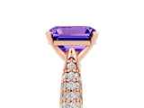 Rose gold Emerald Cut Diamond Solitaire Engagement Ring with Pavé Band and Four-Prong Setting_5
