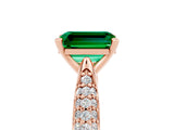 Rose gold Emerald Cut Diamond Solitaire Engagement Ring with Pavé Band and Four-Prong Setting_5