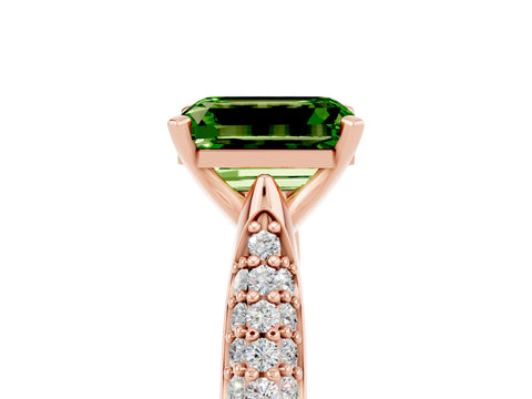 Rose gold Emerald Cut Diamond Solitaire Engagement Ring with Pavé Band and Four-Prong Setting_5