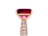 Rose gold Emerald Cut Diamond Solitaire Engagement Ring with Pavé Band and Four-Prong Setting_5
