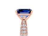 Rose gold Emerald Cut Diamond Solitaire Engagement Ring with Pavé Band and Four-Prong Setting_5