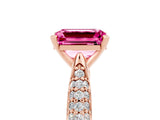 Rose gold Emerald Cut Diamond Solitaire Engagement Ring with Pavé Band and Four-Prong Setting_5