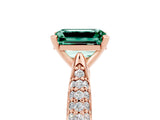 Rose gold Emerald Cut Diamond Solitaire Engagement Ring with Pavé Band and Four-Prong Setting_5
