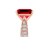Rose gold Emerald Cut Diamond Solitaire Engagement Ring with Pavé Band and Four-Prong Setting_5