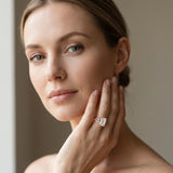 Rose gold Emerald Cut Diamond Solitaire Engagement Ring with Twisted Pavé Band and Four-Prong Setting_14
